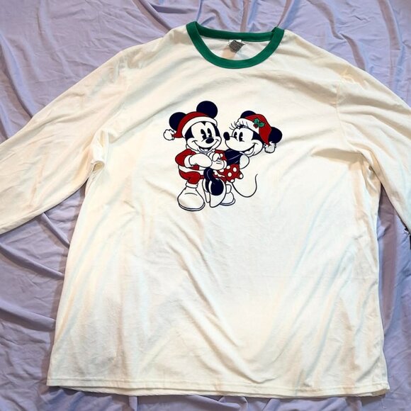 Official Disney MENS 3XBIG Mickey & Minnie Mouse Santa Christmas Sleep Shirt - Picture 1 of 10